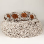 Paw-Shaped Plush Pet Bed for Cats & Small Dogs - Medium (60cm)