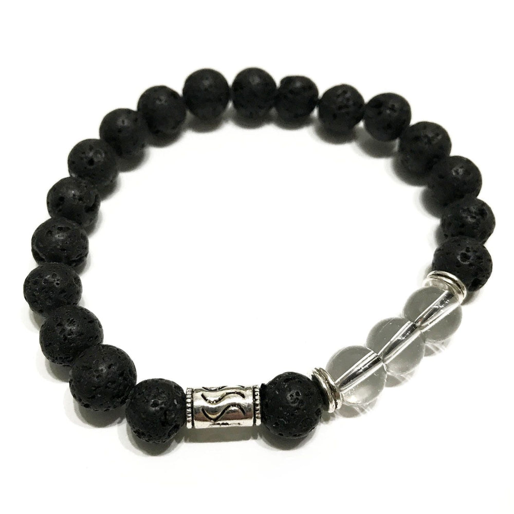 Tribal Rock Quartz Lava Stone Bracelet