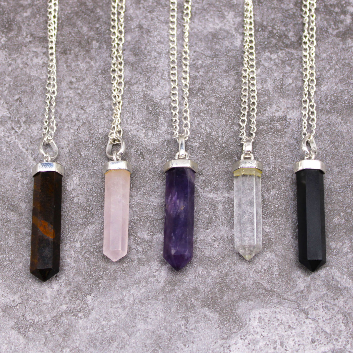 Rose Quartz Crystal Point Pendant Necklace