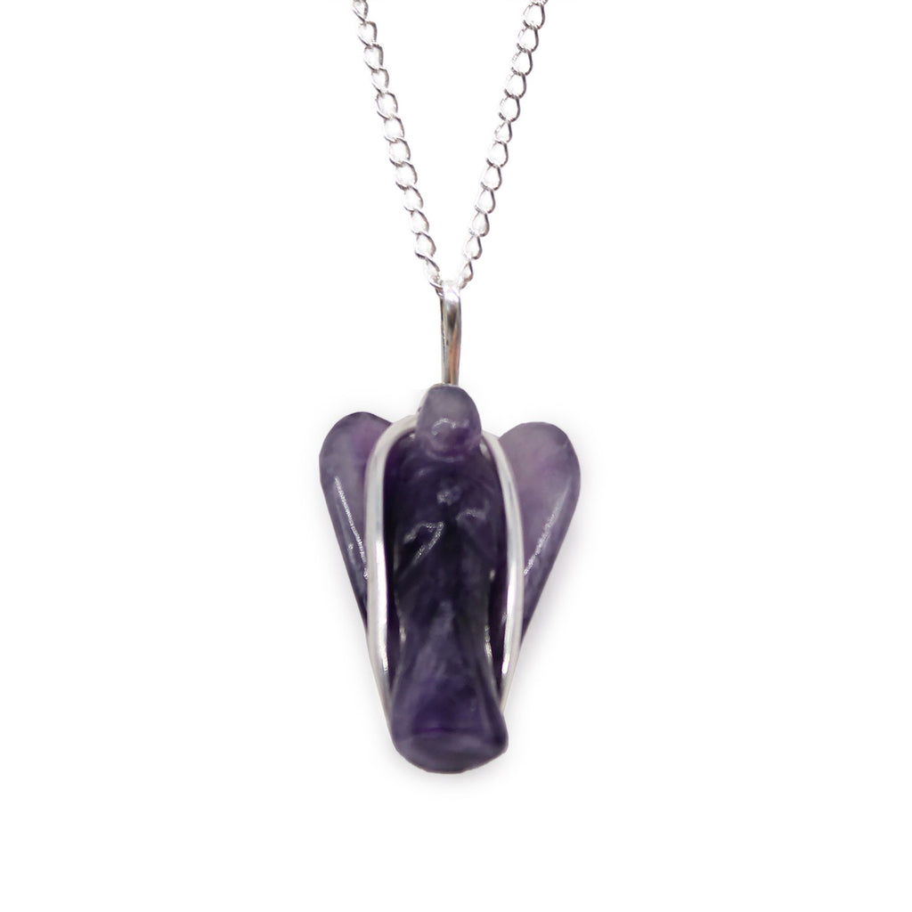 Amethyst Gemstone Guardian Angel Pendant