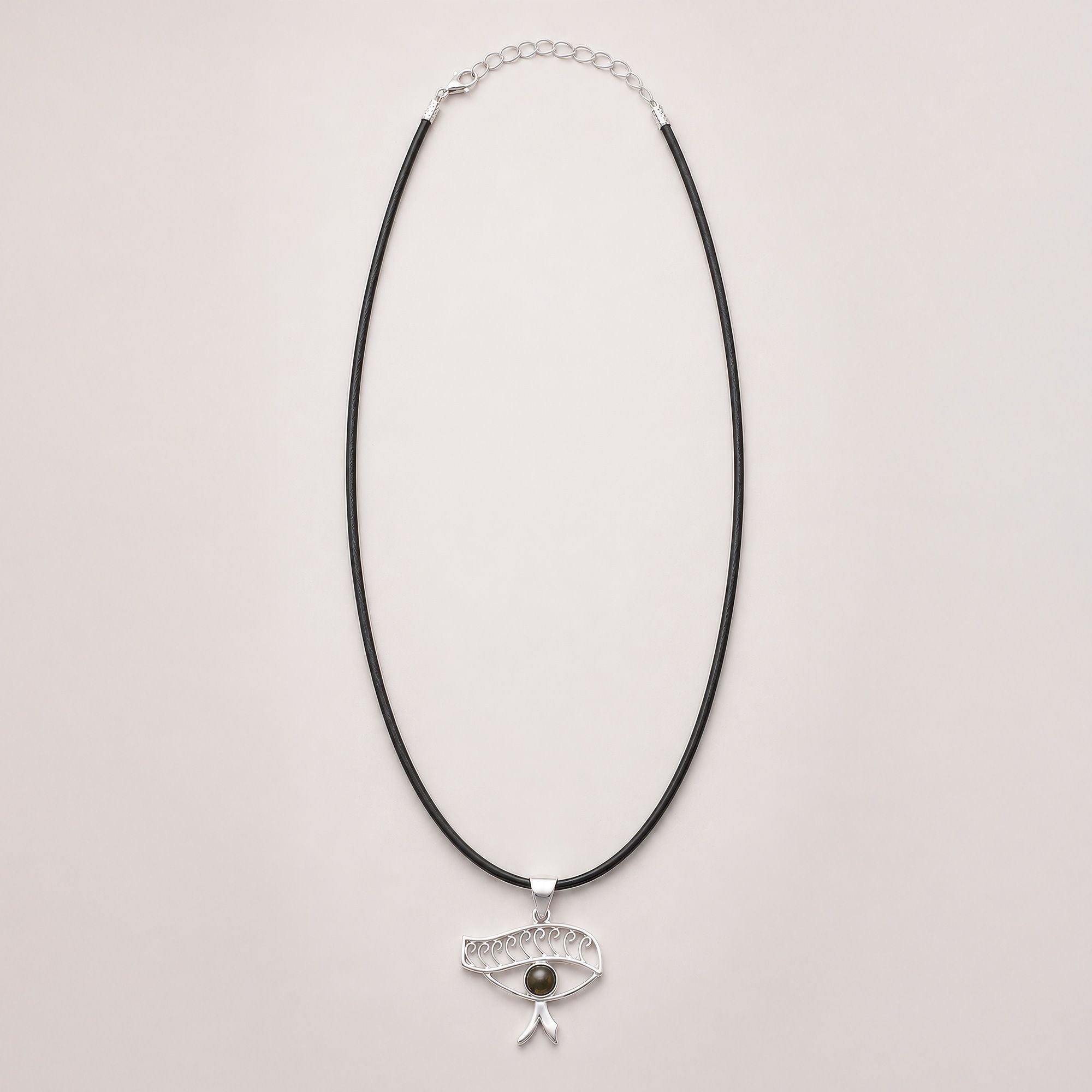 Cleopatra Eye Iolite Pendant | Silver Plated | 45cm Cord