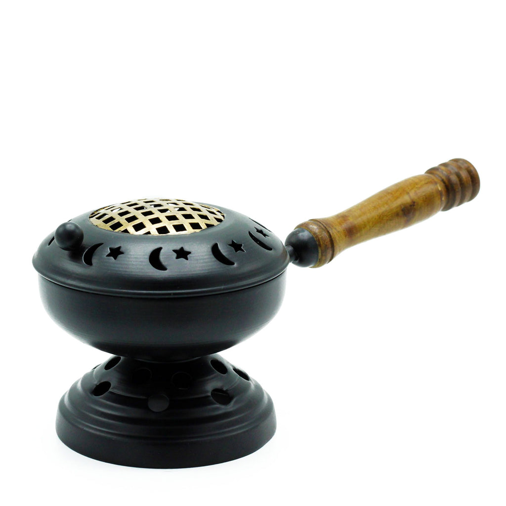 Large Iron Censer on Stand Incense Burner - Gold Detail
