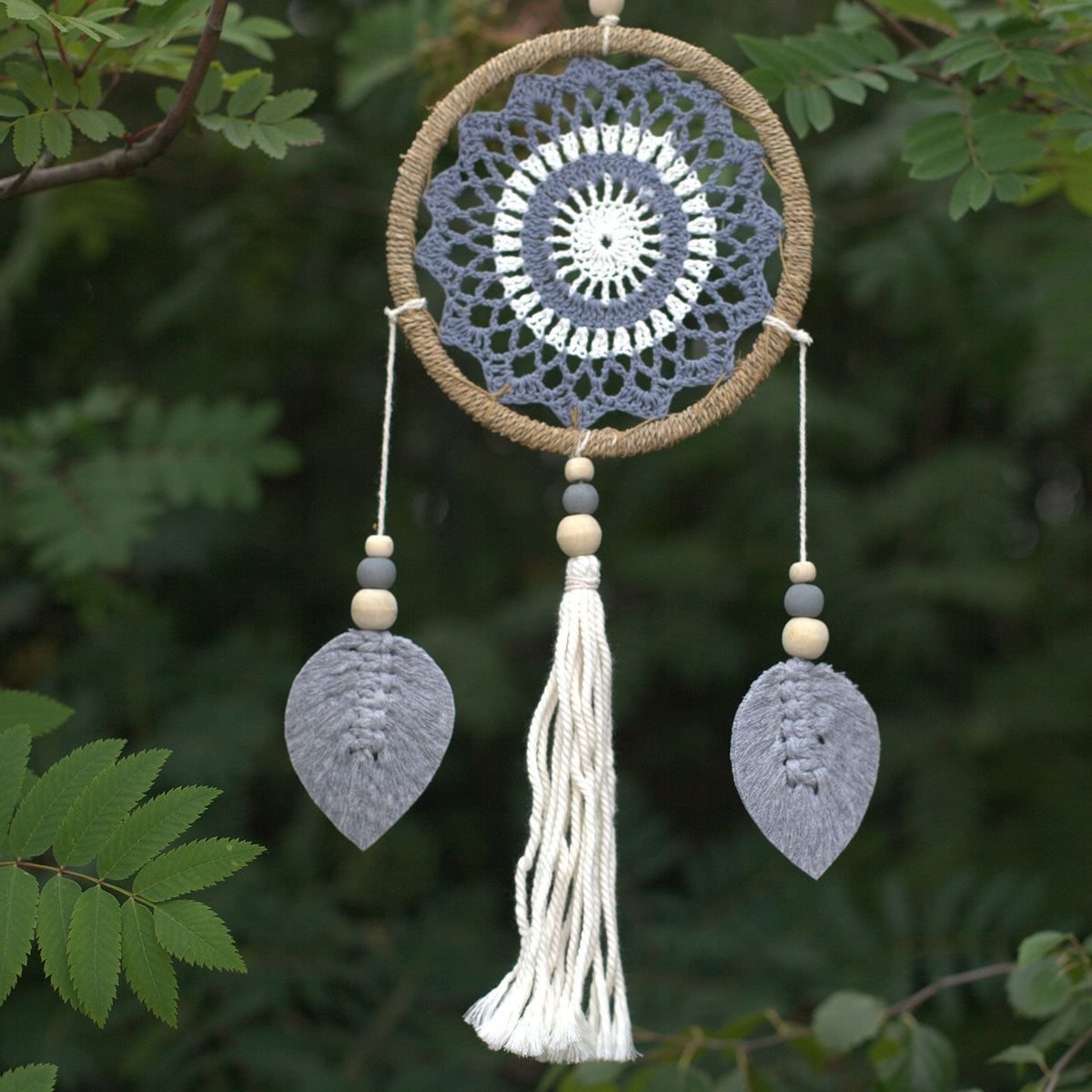 Elemental Spirits Dreamcatcher | Medium Grey 40cm | Handmade in Bali