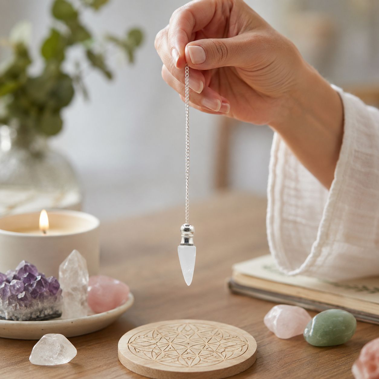 Discovery of Truth | Clear Quartz & Silver Plated Secret Cavity Pendulum