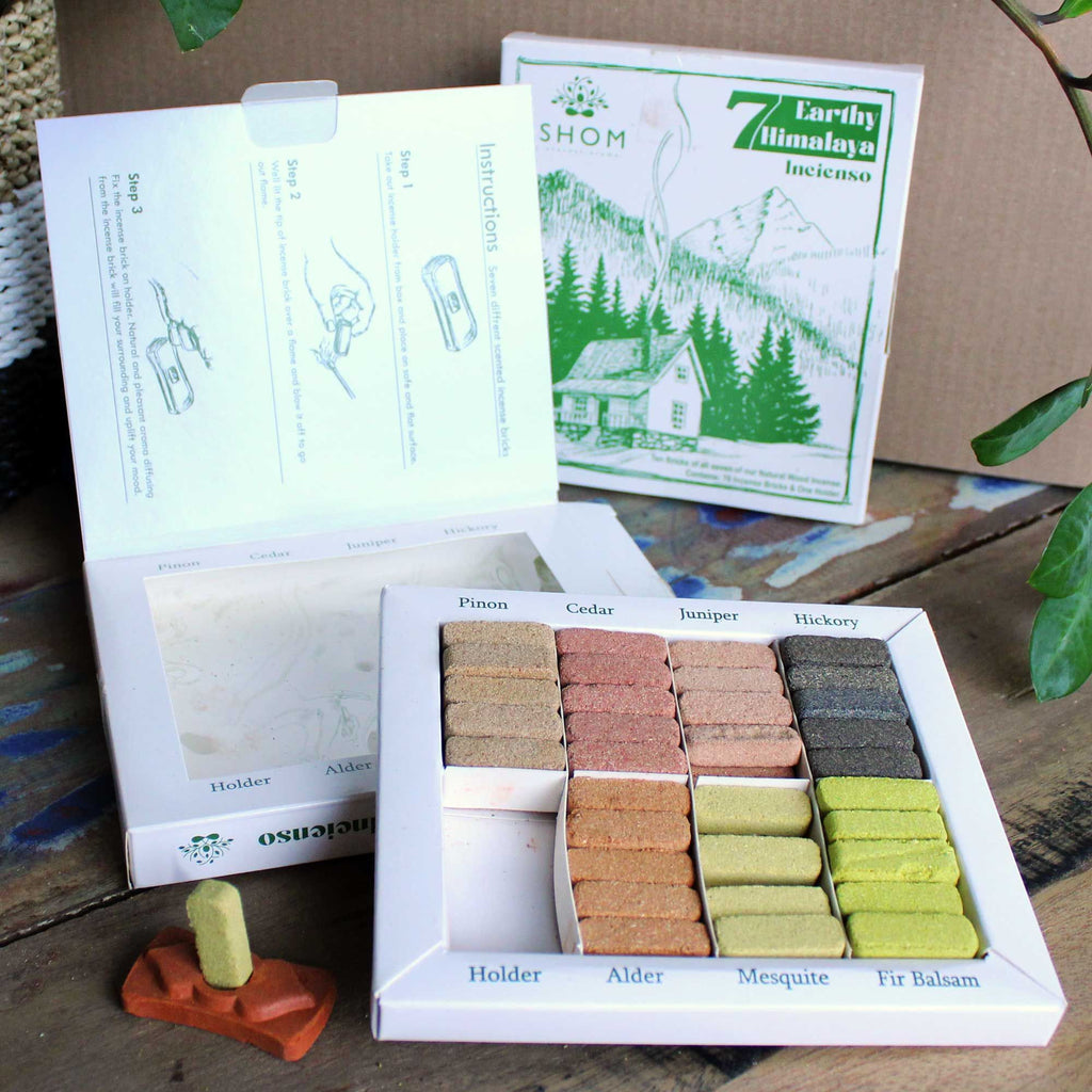 Earthy Himalaya 70 Smudge Bricks & Burner Display Set - Ishom