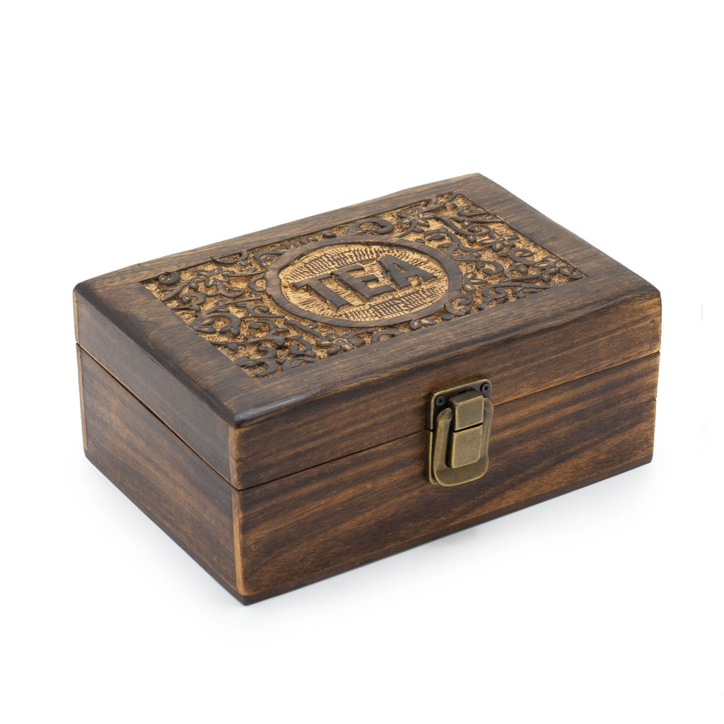 Mango Carved Tea Box 6 compartments