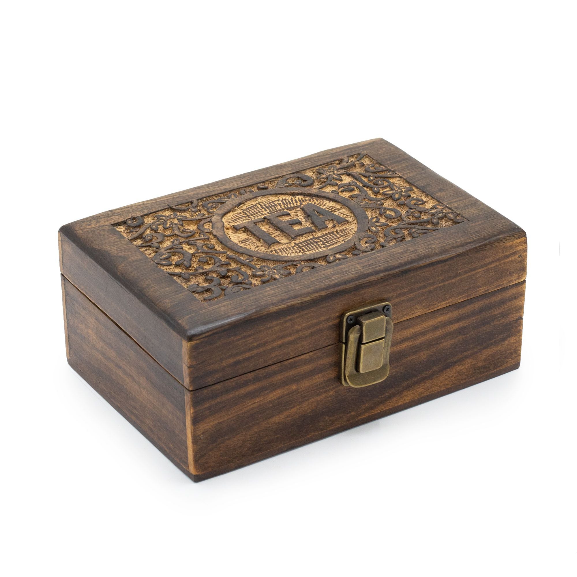 Mango Carved Tea Box 6 compartments