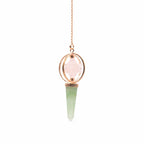 Heart Compass | Rose Quartz & Green Aventurine Spinning Merkaba Pendulum in Copper