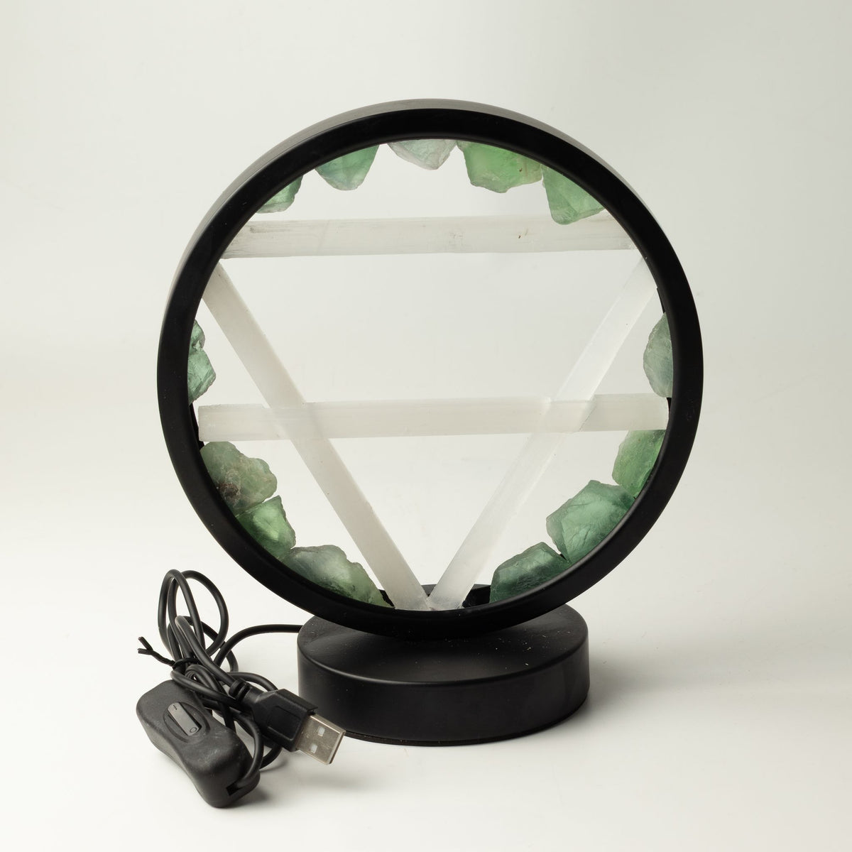 Gemstone Halo Lamp - Earth - Green Aventurine & Selenite