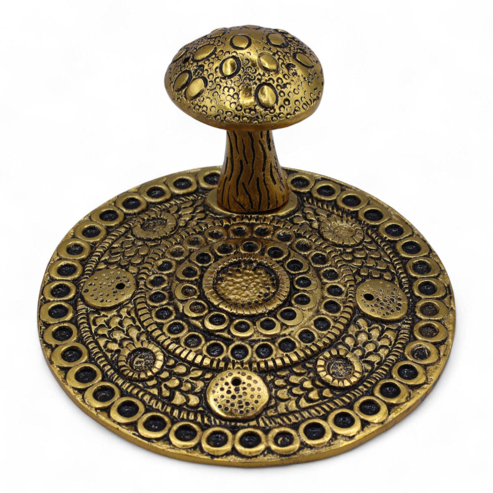 Brass Effect Mushroom Plate Incense Holder