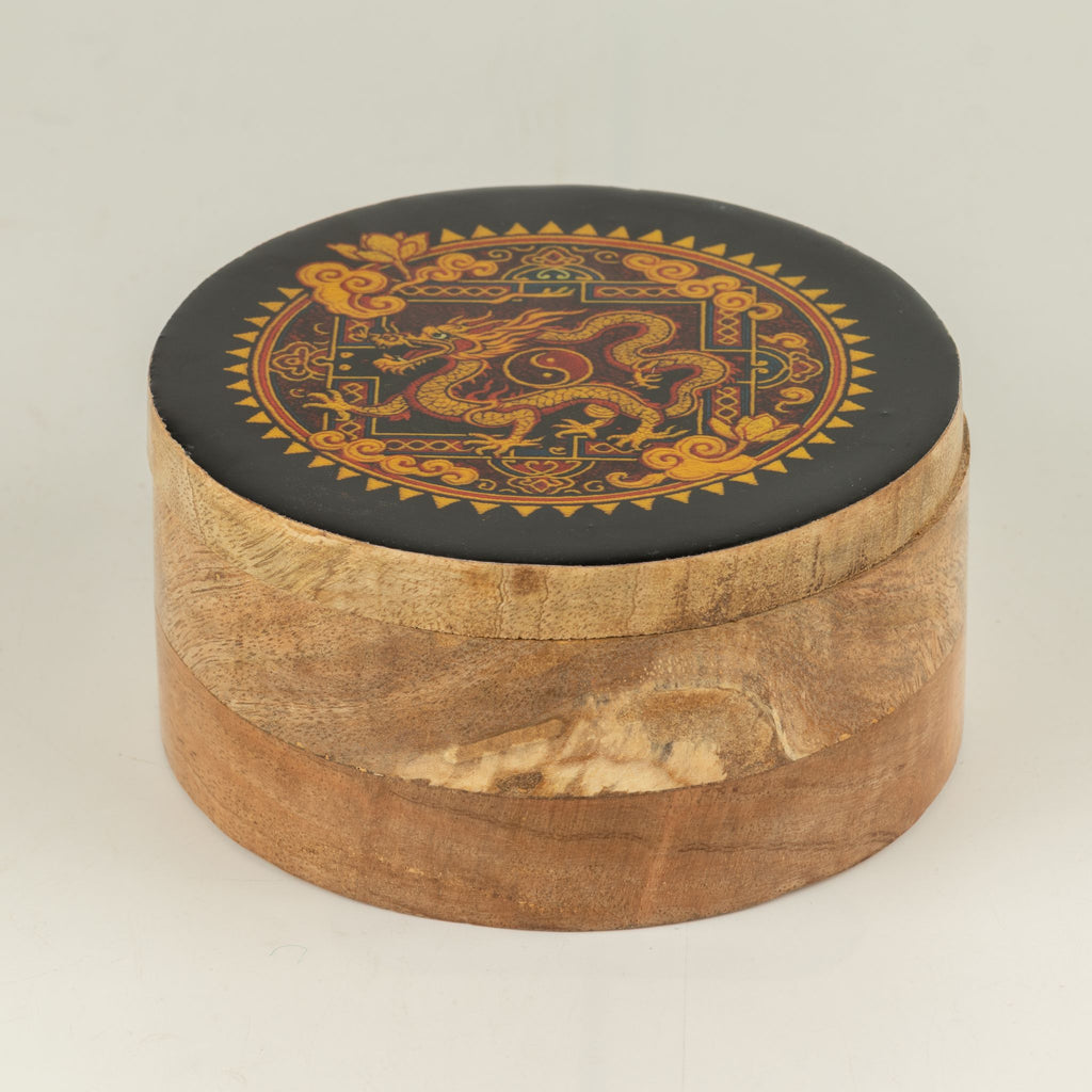 Dragon Yin Yang Round Enamelled Keepsake Box