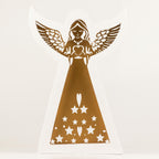 Whitewashed Mango Wood Angel with Iron Cut-Out - Large
