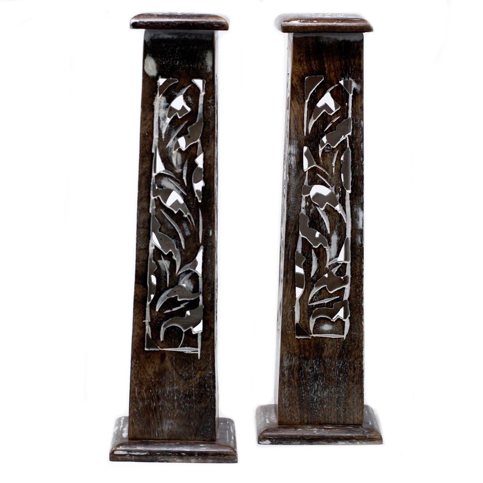 Mango Wood Tapered Incense Tower Washed Design 2