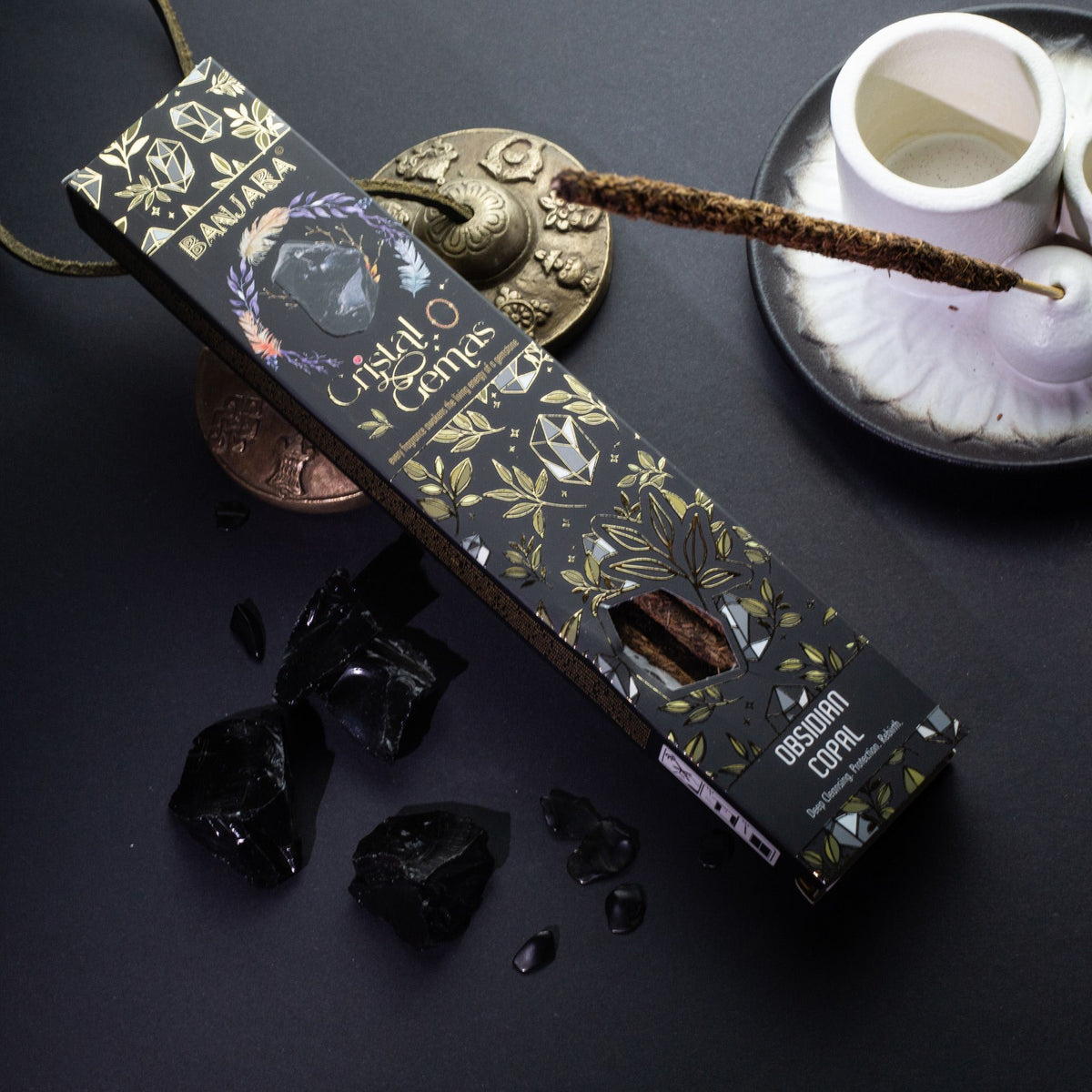 Smoky Quartz Sandalwood Cristal Gemas Incense Sticks - Banjara