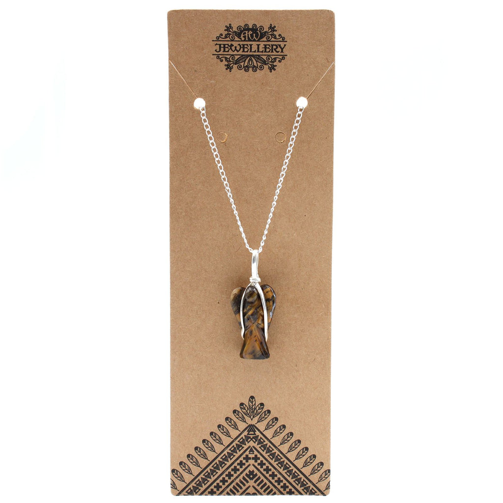 Tiger Eye Guardian Angel Pendant Necklace