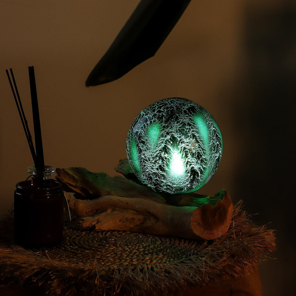 The Emerald Crackle DriftGlow Lamp
