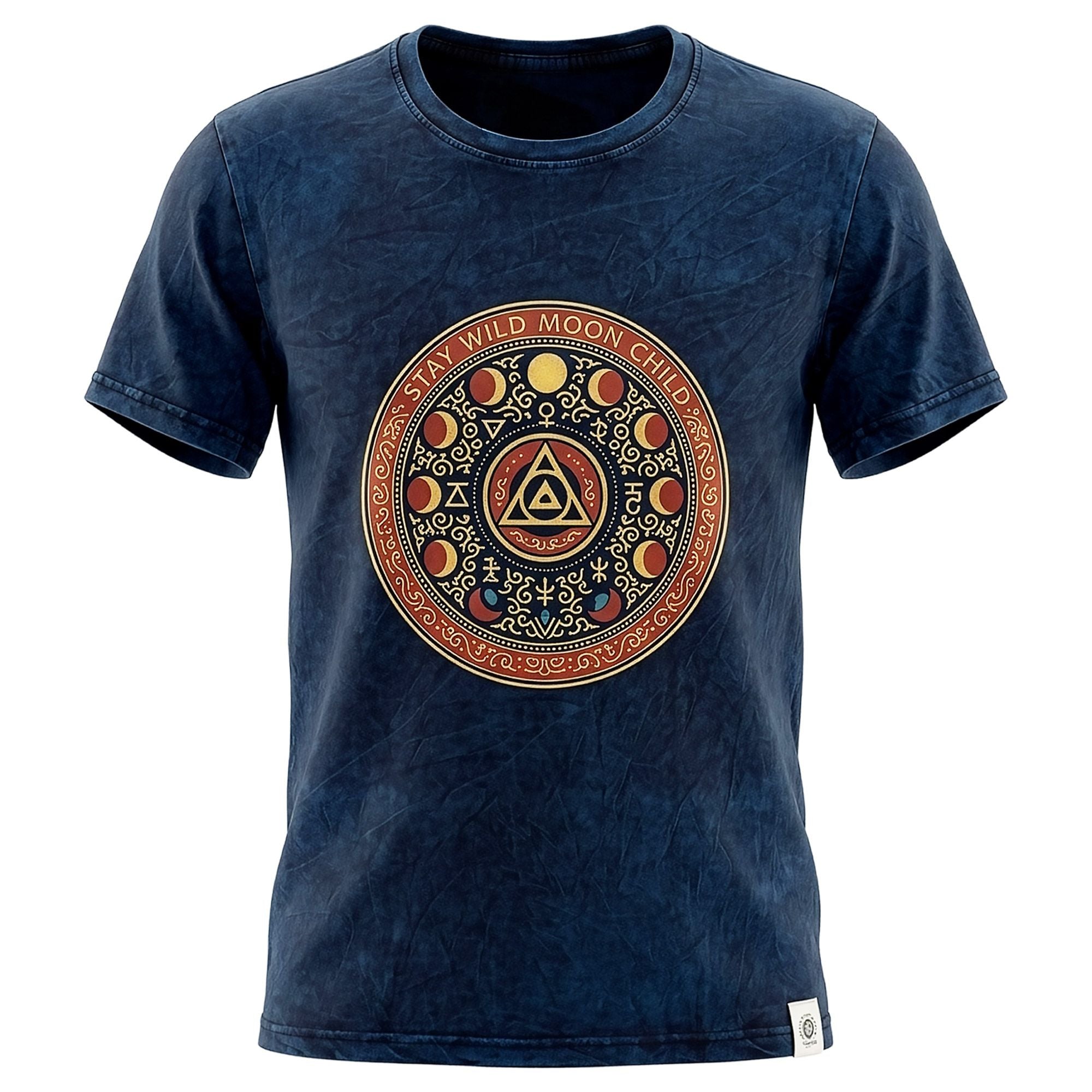 Nomad Sari Stonewashed Cotton T-Shirt | Stay Wild Moon Child | Blue | XL