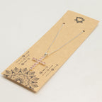 Rose Quartz Crucifix Pendant | Silver Plated | 45cm Chain