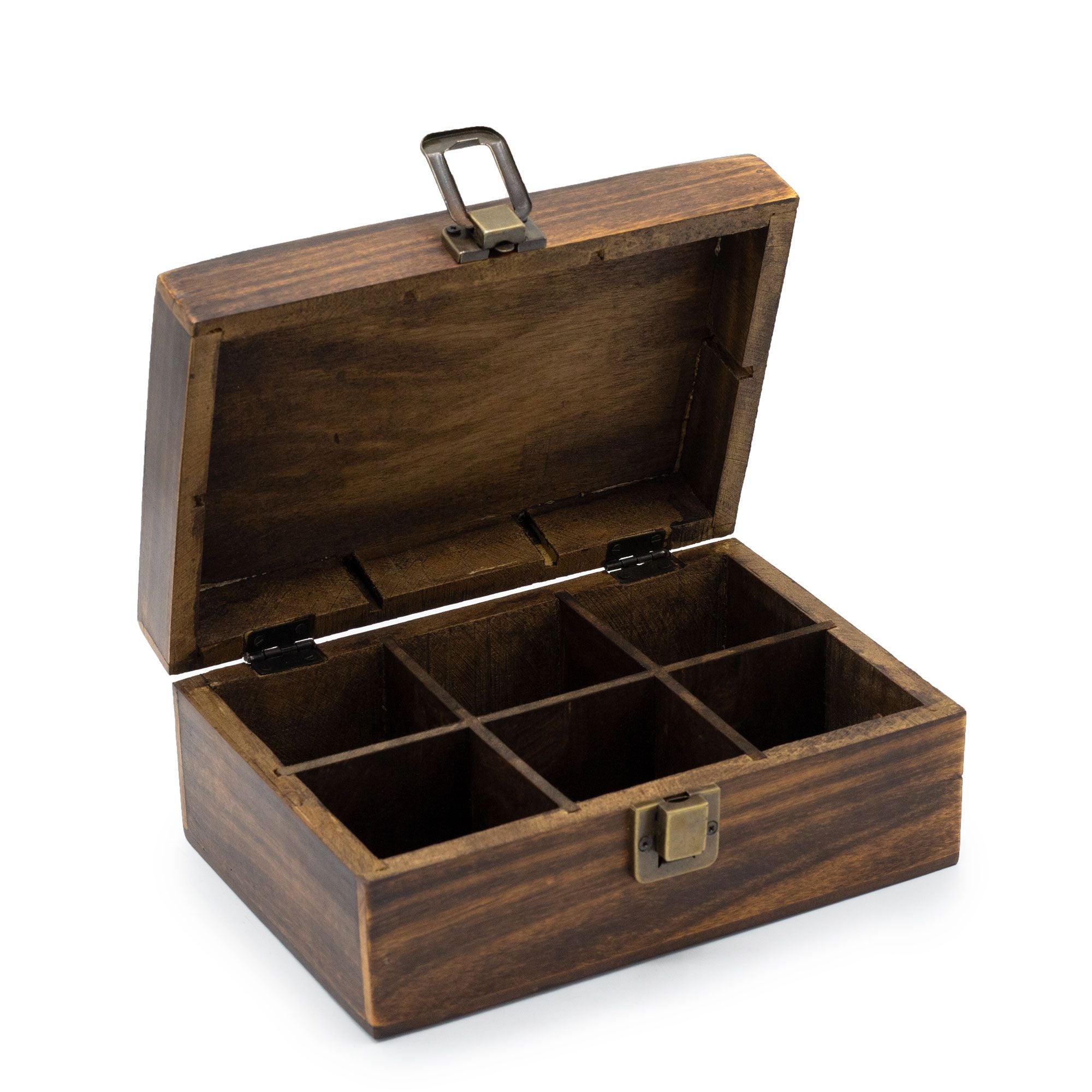 Mango Carved Tea Box 6 compartments