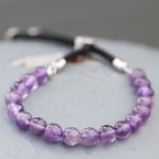 Amethyst 925 Silver Plated Gemstone Black String Bracelet