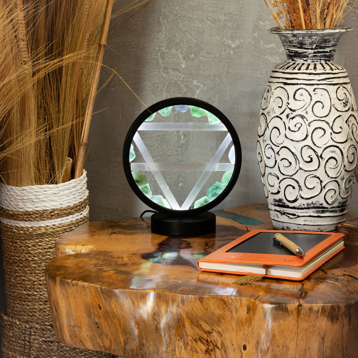Gemstone Halo Lamp - Earth - Green Aventurine & Selenite
