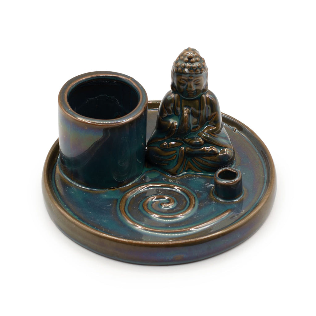 Ceramic Blue Multi Purpose Buddha Incense Plate