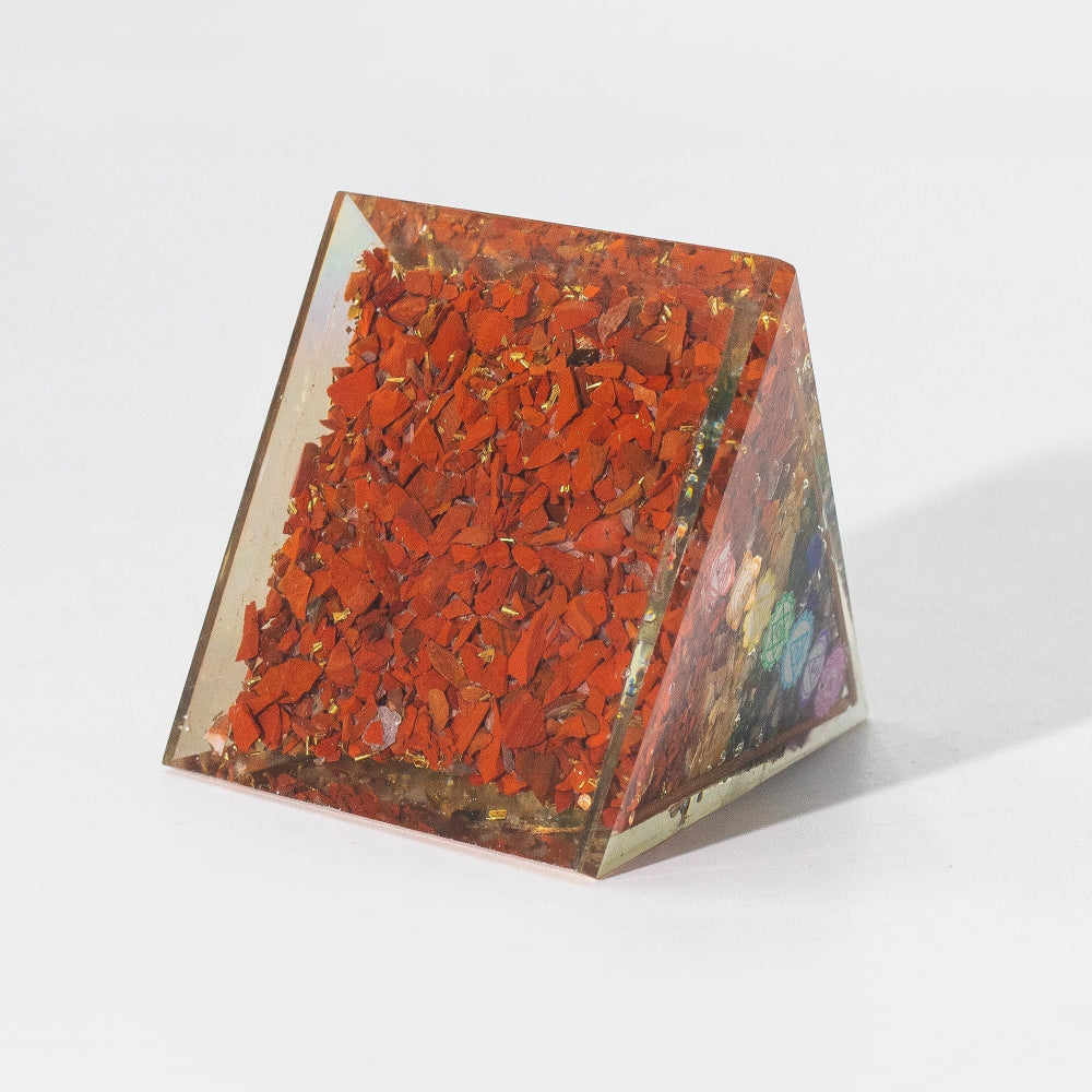 7 Chakra Chip Copper Bars Medium Orgonite Pyramid