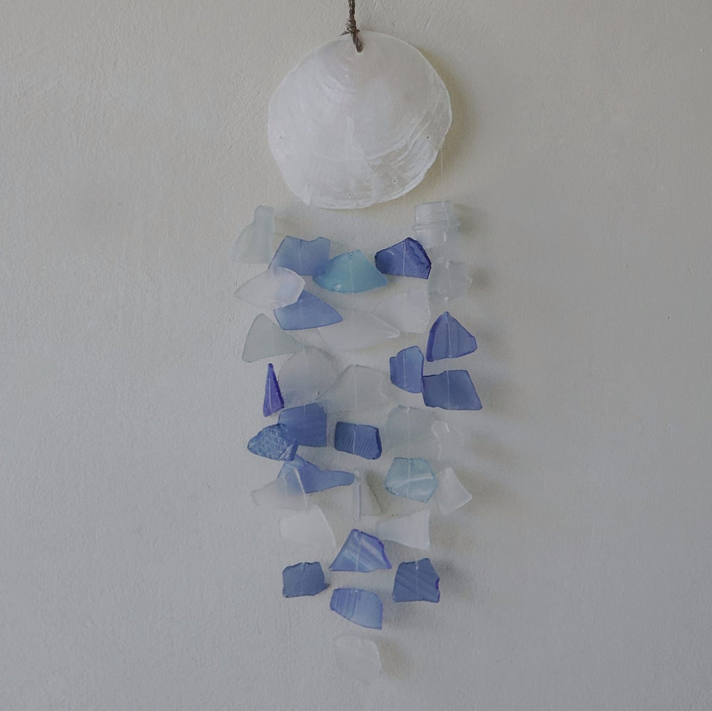 Blue & White Glass & Glass Drop