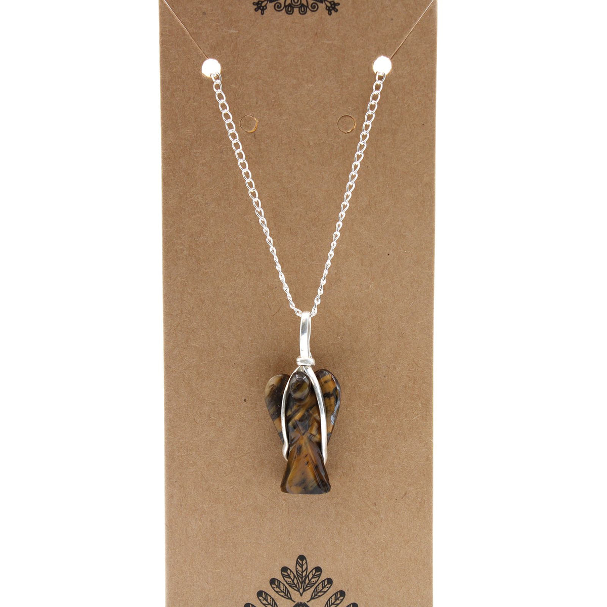 Tiger Eye Guardian Angel Pendant Necklace