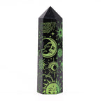Mystic Story Forest Green Black Obsidian Point