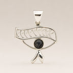 Cleopatra Eye Iolite Pendant | Silver Plated | 45cm Cord