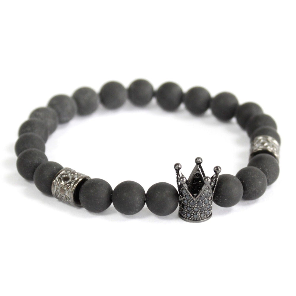 Crystal Crown Black Agate  Gemstone Bracelet