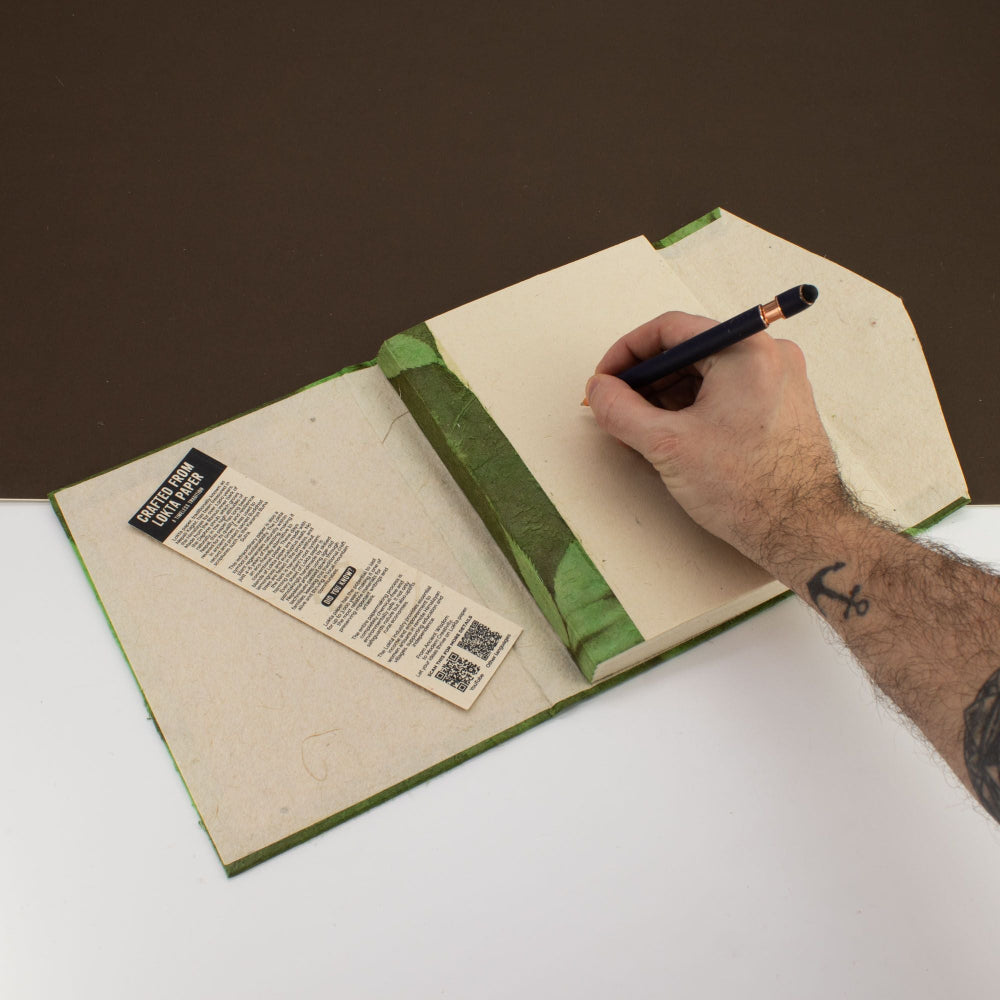 Lokta Bold Floral Moss Green Notebook