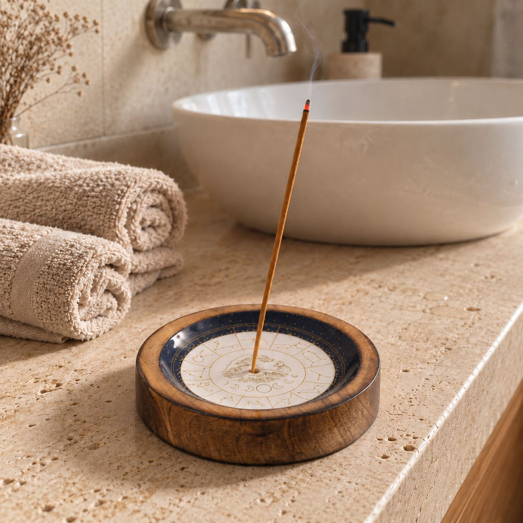 Capricorn Mango Wood Mini Bowl & Incense Stick Holder