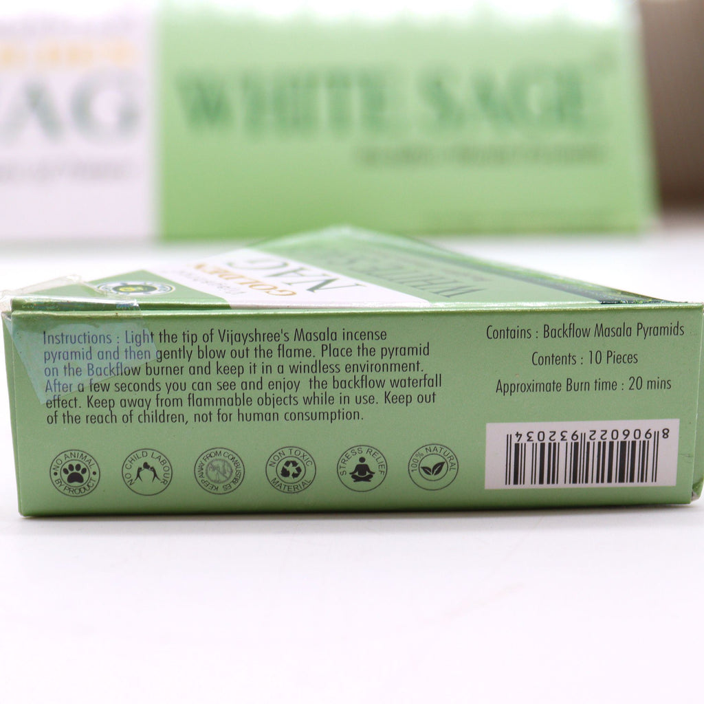 White Sage Backflow Incense Cones Jumbo Golden Nag
