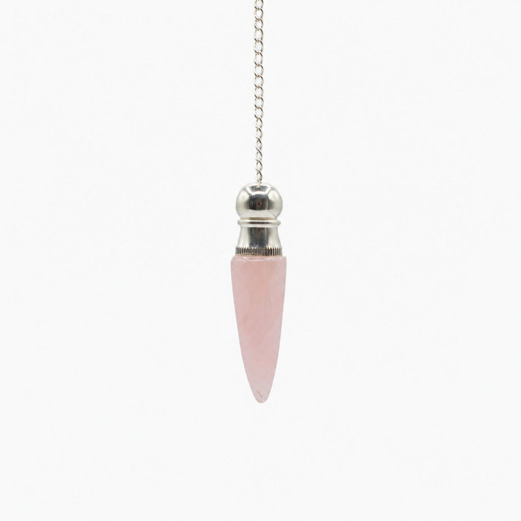 Discovery of Truth | Rose Quartz & Silver Plated Secret Cavity Pendulum