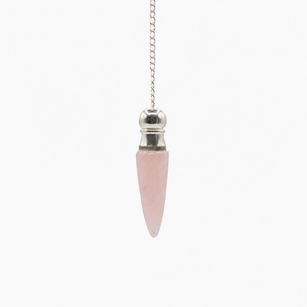 Discovery of Truth | Rose Quartz & Silver Plated Secret Cavity Pendulum