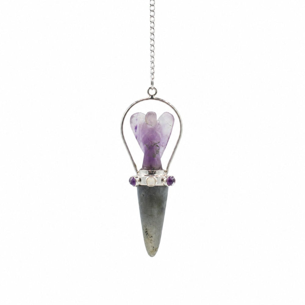 Veilwalker | Amethyst Angel & Labradorite Two-Piece Pendulum with Chakra Band