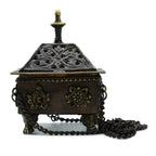 Eight Symbols Square Hanging Pot Brass Tibetan Burner