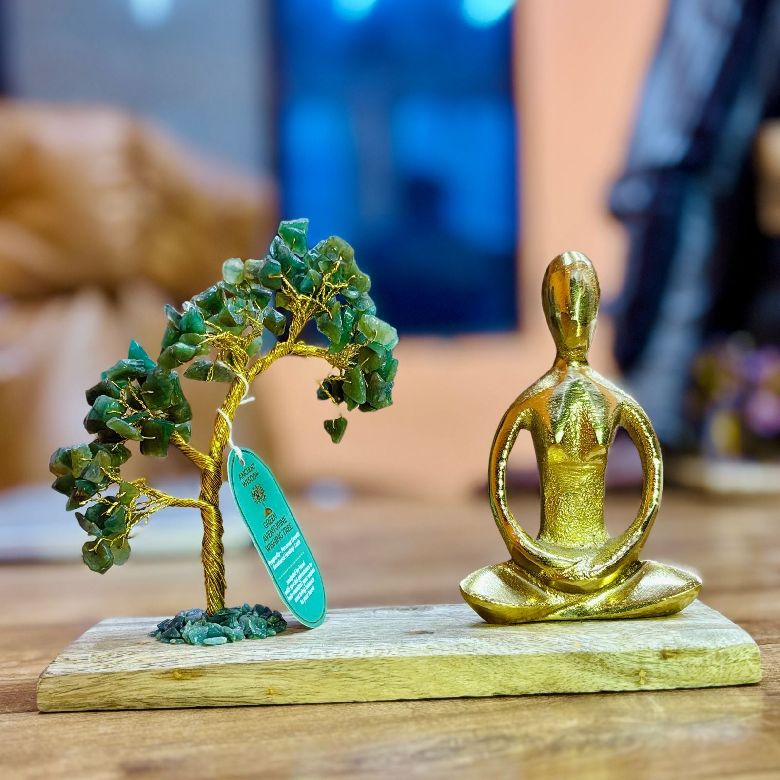 Green Aventurine Gemstone Yoga Garden Padmasana Pose