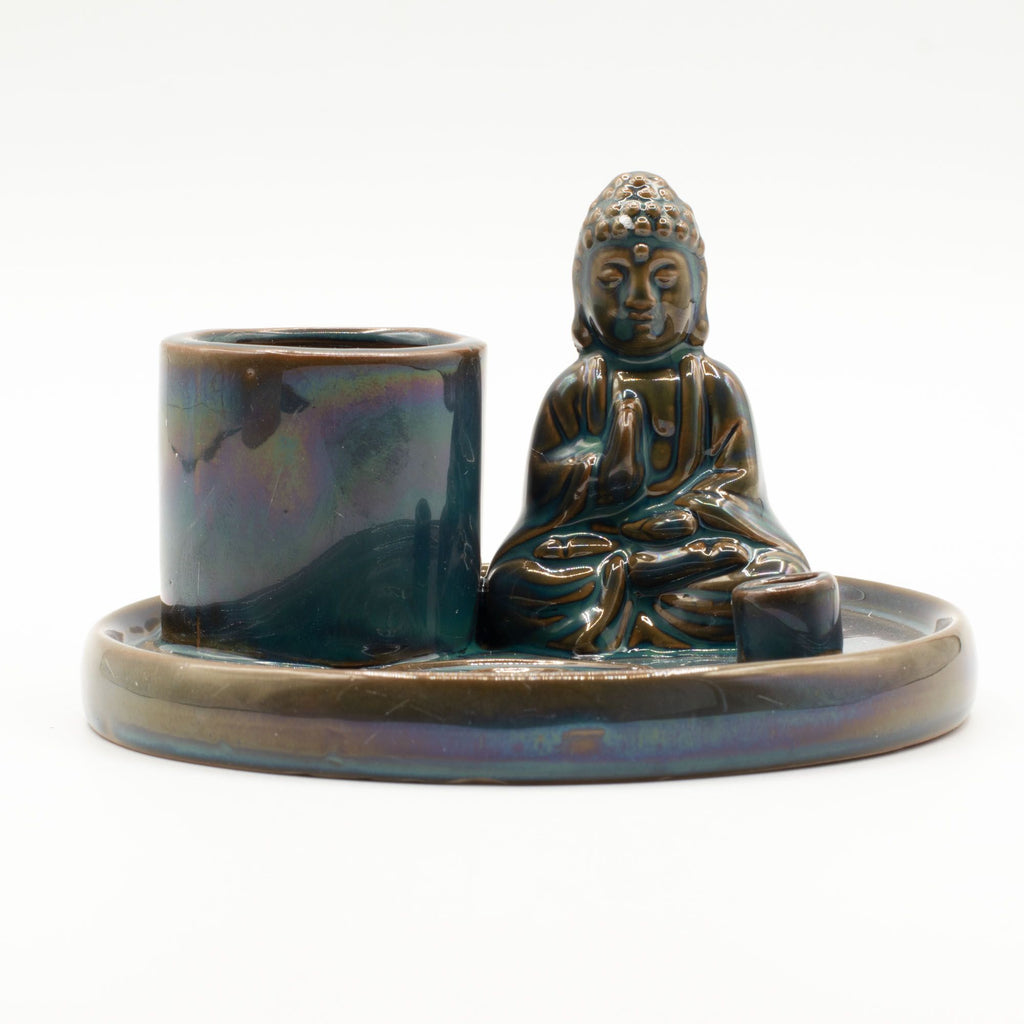 Ceramic Blue Multi Purpose Buddha Incense Plate