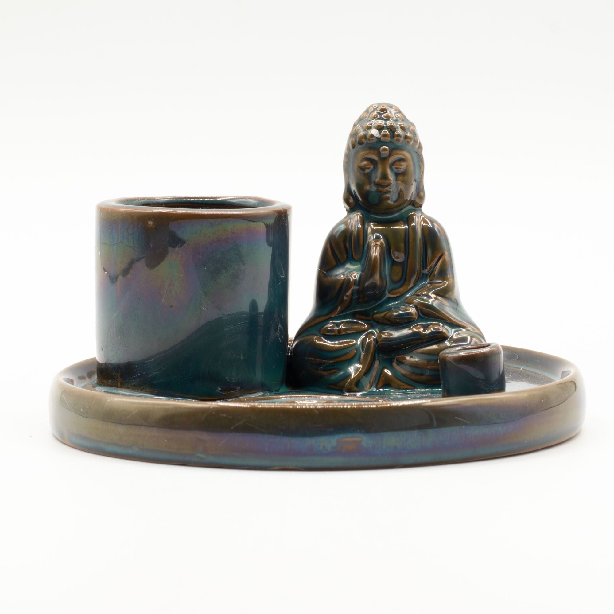 Ceramic Blue Multi Purpose Buddha Incense Plate