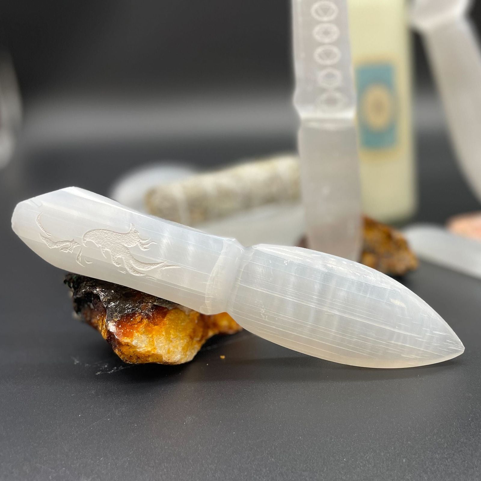 Releasing Bonds Selenite Ritual Knife