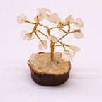 Mini Gemstone Tree On Wood Base- Rock Quartz     (15 stones)
