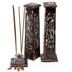 Mango Wood Tapered Incense Tower Washed Design 2