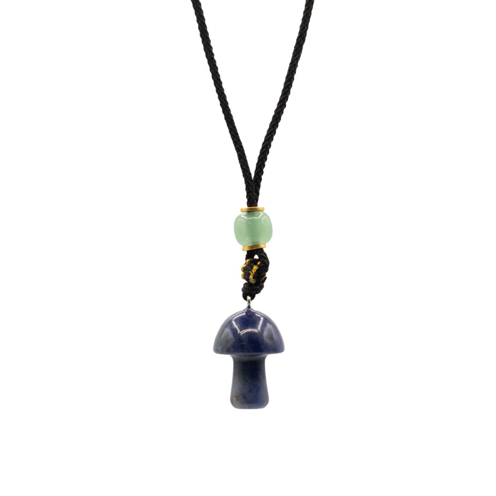 Sodalite Mushroom Cord Necklace Gemstone Pendant