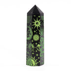 Mystic Story Forest Green Black Obsidian Point