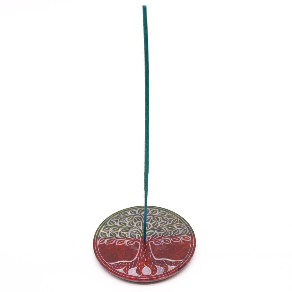 Tree of Life Soapstone Disc Incense Holder