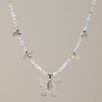 Nymph Labradorite Gemstone Necklace | Real Leaf Butterfly Pendant