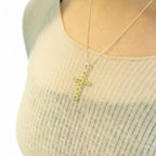 Peridot Crucifix Pendant | Silver Plated | 45cm Chain